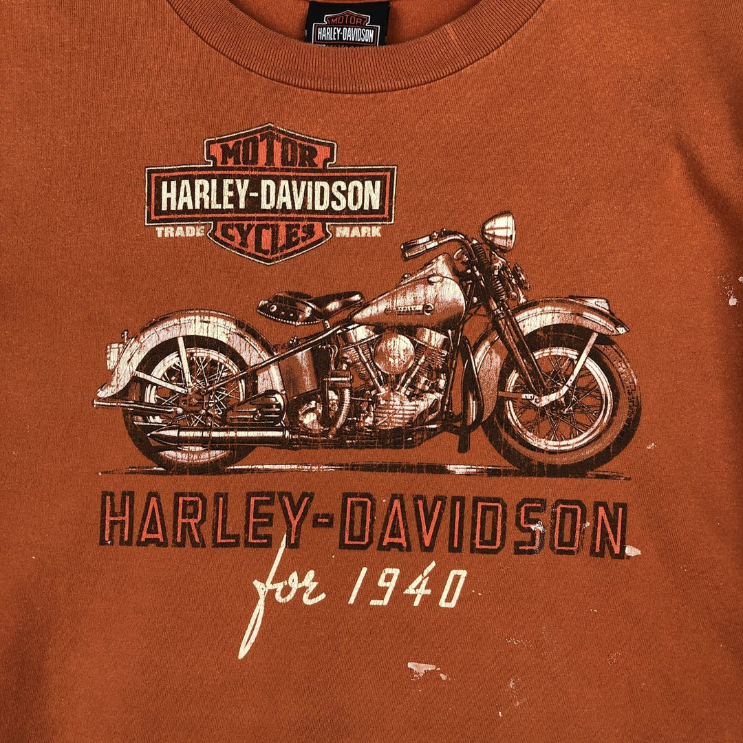 Harley-Davidson Elvis Presley Motorcycle Long-Sleeve T-Shirt (Men's XL equivalent) cotton orange type Vintage Second Hand