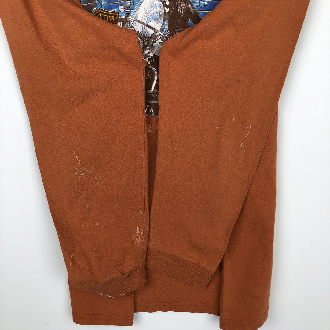 Harley-Davidson Elvis Presley Motorcycle Long-Sleeve T-Shirt (Men's XL equivalent) cotton orange type Vintage Second Hand