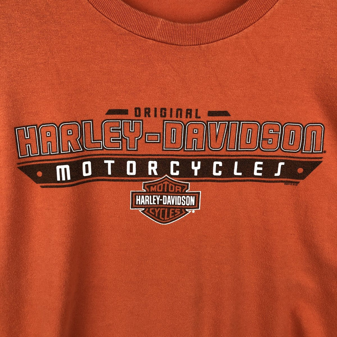 Harley-Davidson Fire Pattern Motorcycle Long Sleeve T-Shirt, Men's Size L unclear orange type Vintage Second Hand