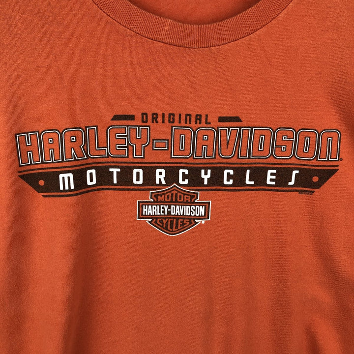 Harley-Davidson Fire Pattern Motorcycle Long Sleeve T-Shirt, Men's Size L unclear orange type Vintage Second Hand