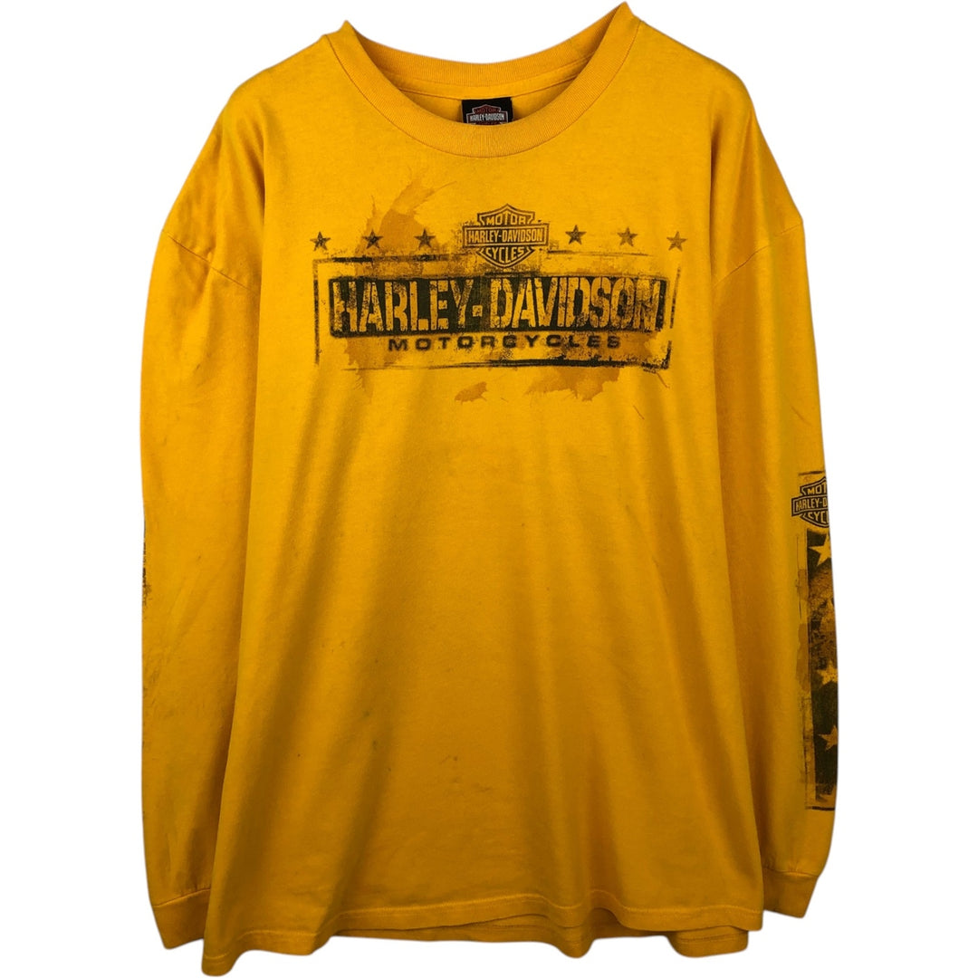 2000'S Harley-Davidson Pin-up Girl Motorcycle Long-Sleeve T-Shirt (Men's XXL equivalent) cotton yellow type Vintage Second Hand