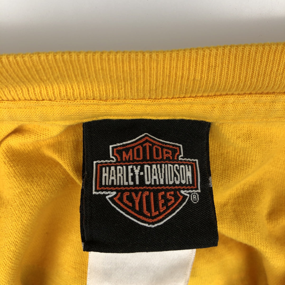 2000'S Harley-Davidson Pin-up Girl Motorcycle Long-Sleeve T-Shirt (Men's XXL equivalent) cotton yellow type Vintage Second Hand