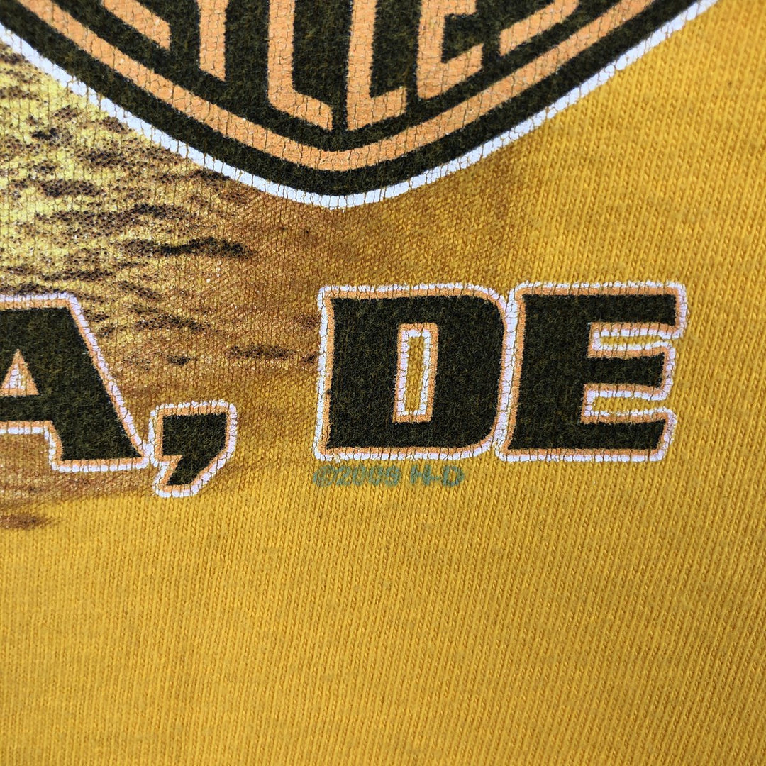 2000'S Harley-Davidson Pin-up Girl Motorcycle Long-Sleeve T-Shirt (Men's XXL equivalent) cotton yellow type Vintage Second Hand