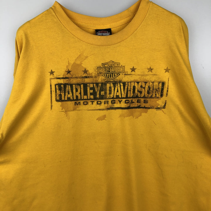 2000'S Harley-Davidson Pin-up Girl Motorcycle Long-Sleeve T-Shirt (Men's XXL equivalent) cotton yellow type Vintage Second Hand