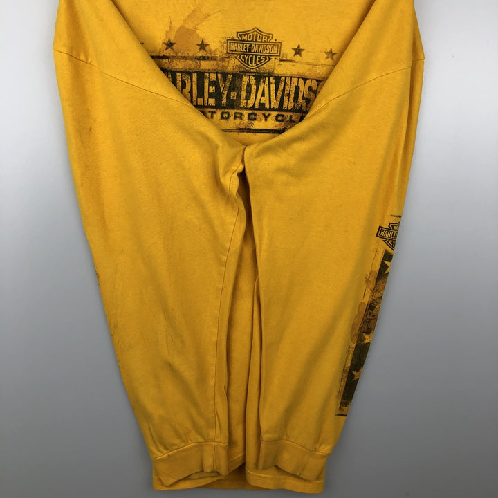 2000'S Harley-Davidson Pin-up Girl Motorcycle Long-Sleeve T-Shirt (Men's XXL equivalent) cotton yellow type Vintage Second Hand