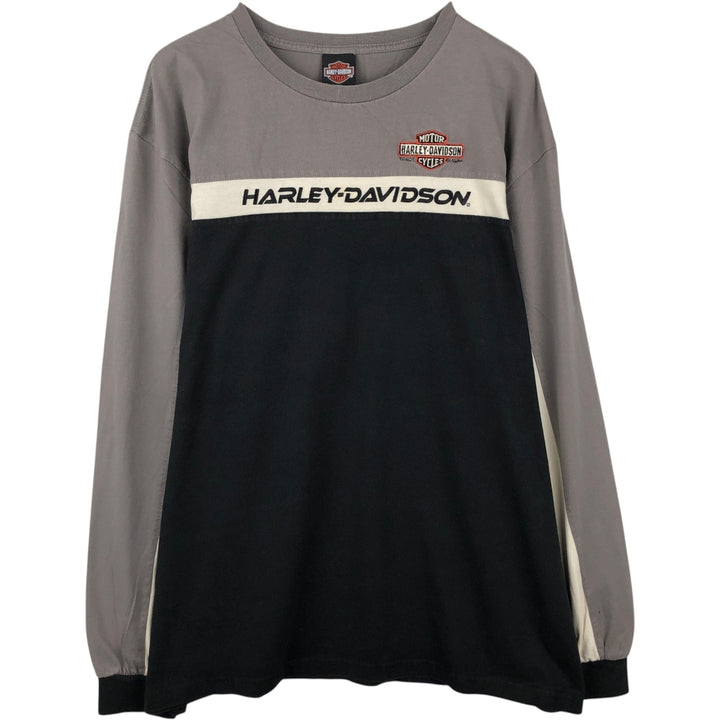 Harley-Davidson Motorcycle Long Sleeve T-Shirt, Men's XXL cotton black type Vintage Second Hand