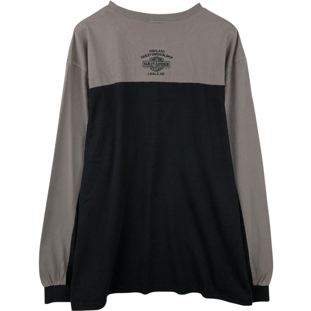 Harley-Davidson Motorcycle Long Sleeve T-Shirt, Men's XXL cotton black type Vintage Second Hand