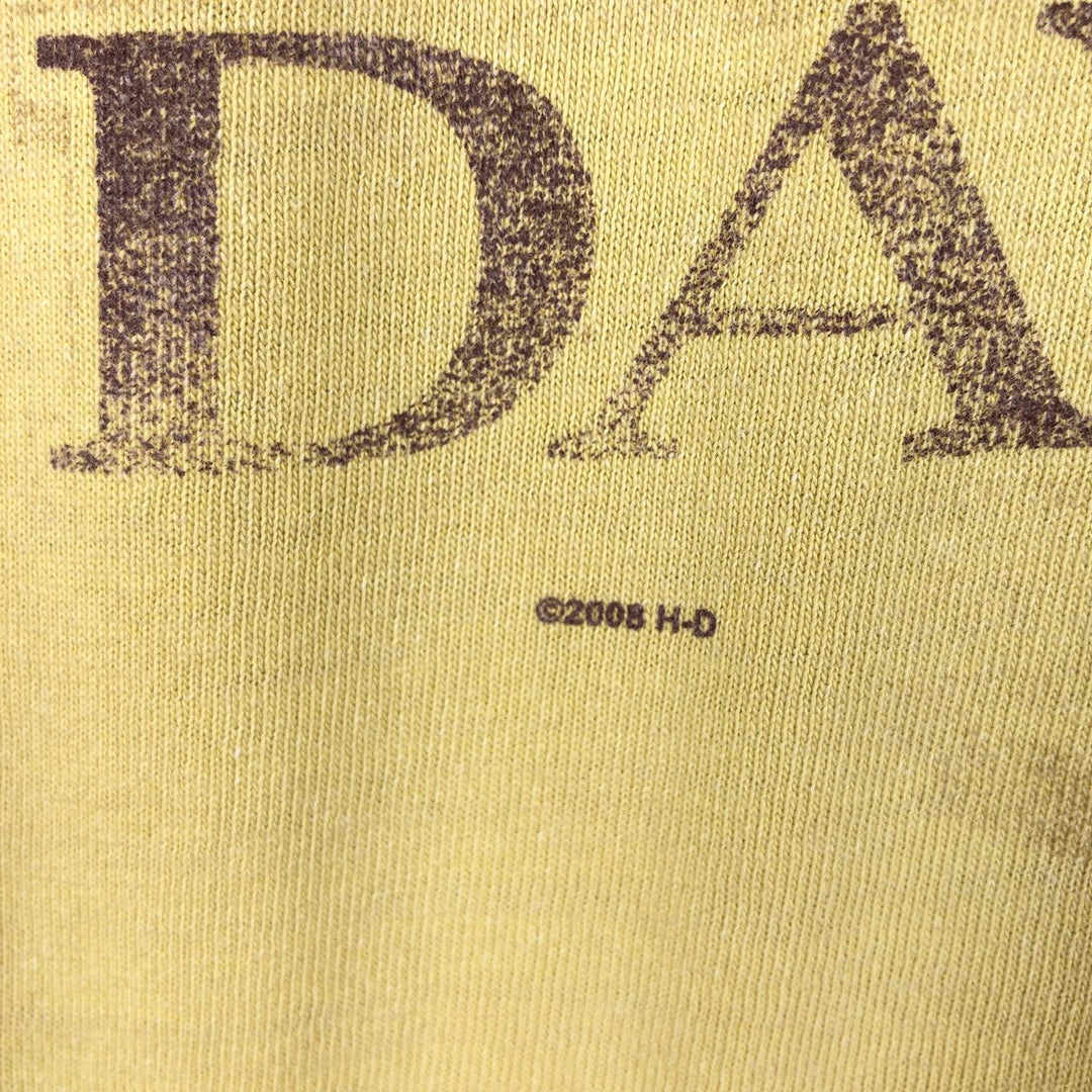 2000'S Harley-Davidson Fire Pattern Motorcycle Long-Sleeve T-Shirt (Men's Size L) cotton yellow type Vintage Second Hand