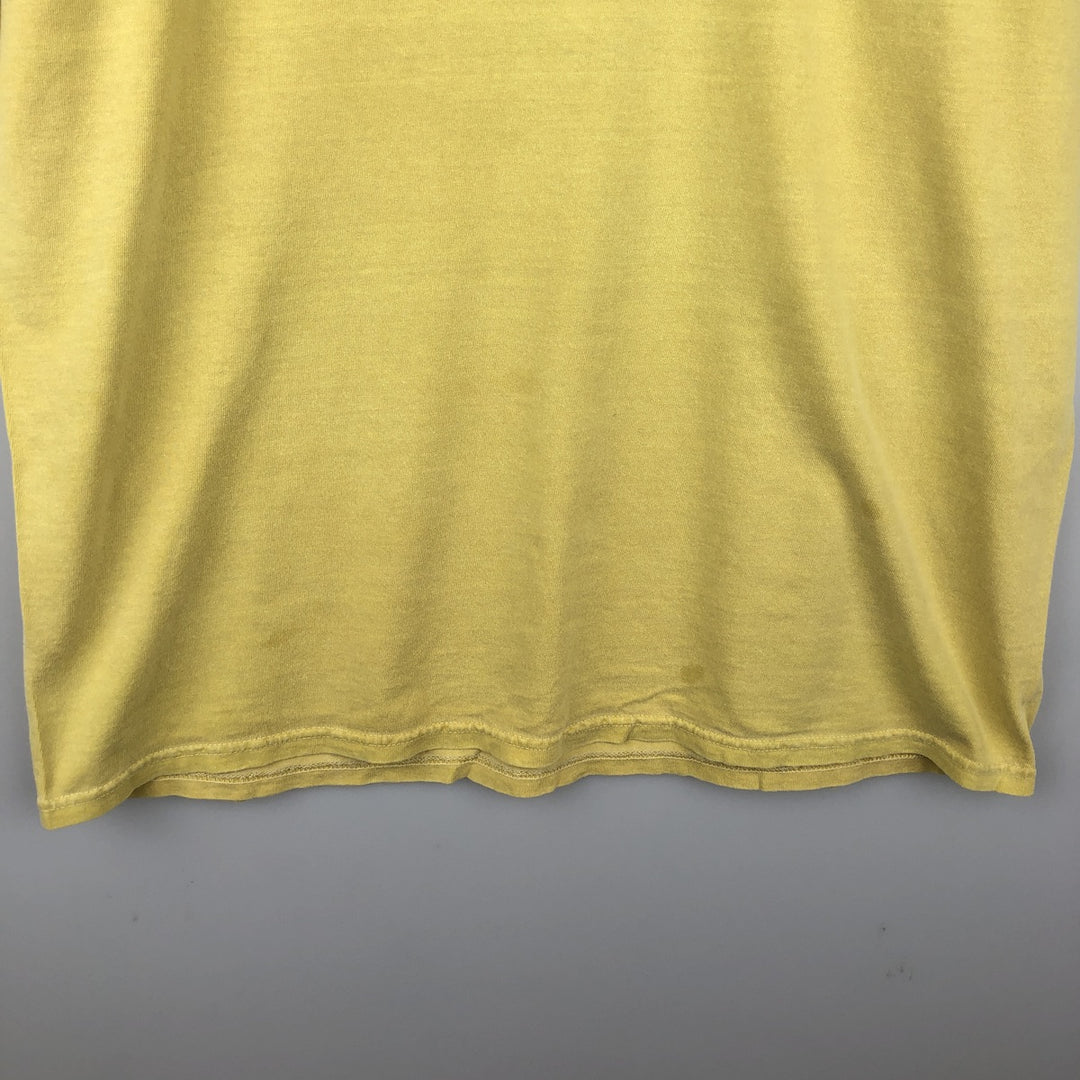 2000'S Harley-Davidson Fire Pattern Motorcycle Long-Sleeve T-Shirt (Men's Size L) cotton yellow type Vintage Second Hand