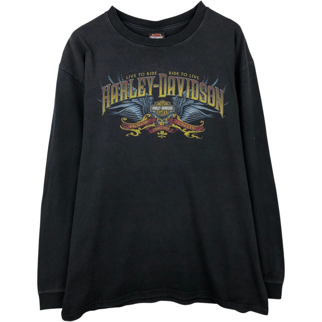 2000'S Harley-Davidson Motorcycle Long Sleeve T-Shirt, Men's Size XL cotton black type Vintage Second Hand