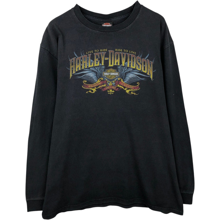 2000'S Harley-Davidson Motorcycle Long Sleeve T-Shirt, Men's Size XL cotton black type Vintage Second Hand