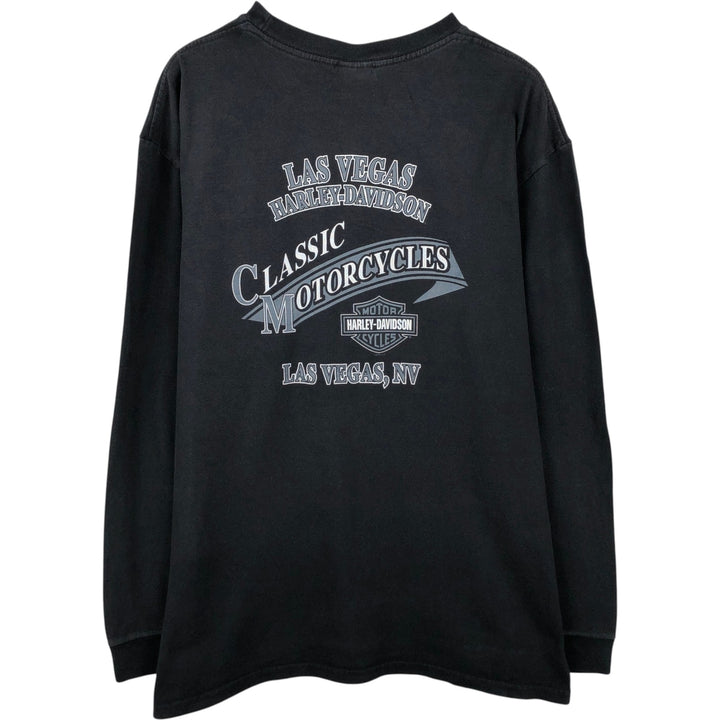 2000'S Harley-Davidson Motorcycle Long Sleeve T-Shirt, Men's Size XL cotton black type Vintage Second Hand