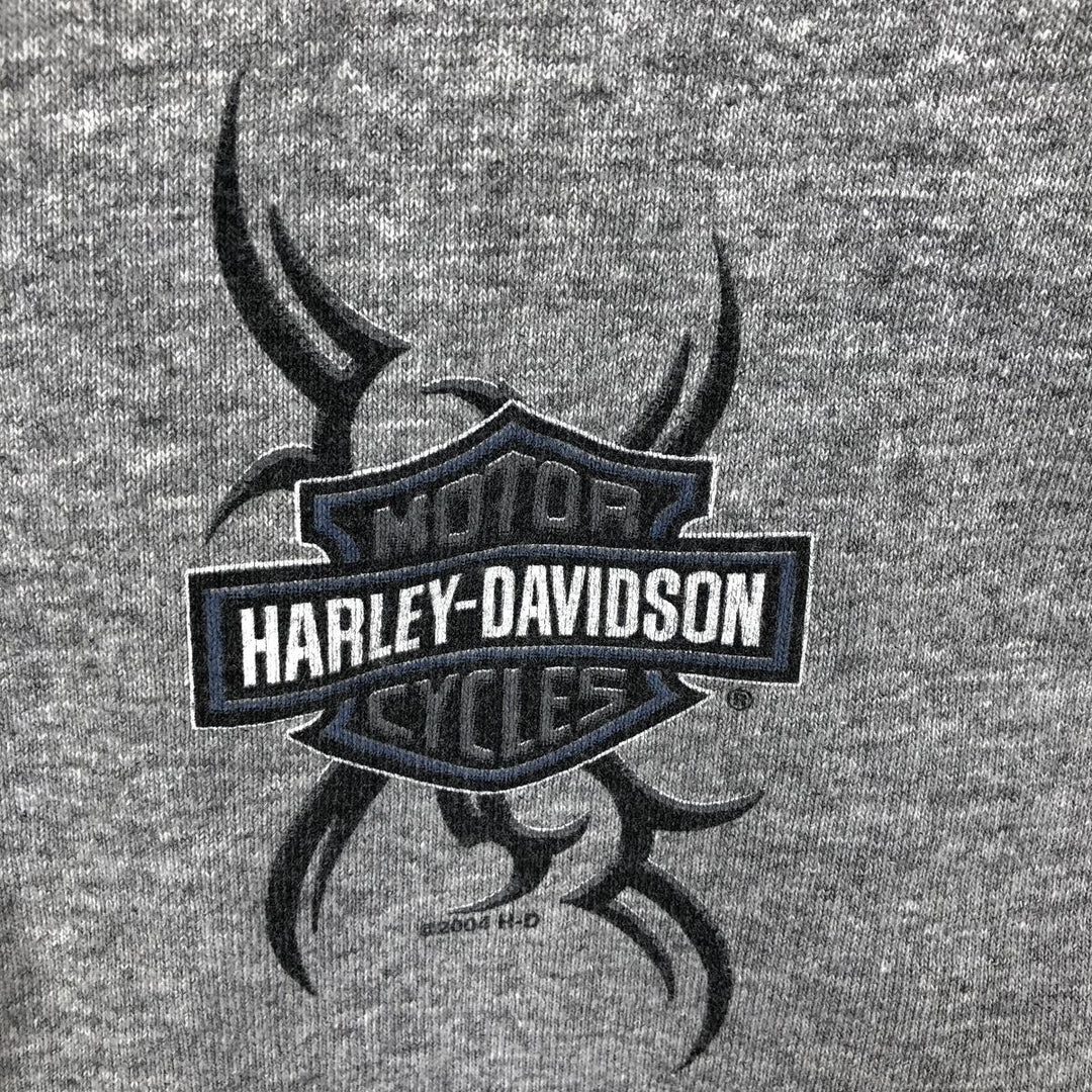 2000'S Harley-Davidson Pin-up Girl Henley Neck Motorcycle Long-Sleeve T-Shirt, Made in USA, Men's Size M (approx.) cotton gray type Vintage Second Hand