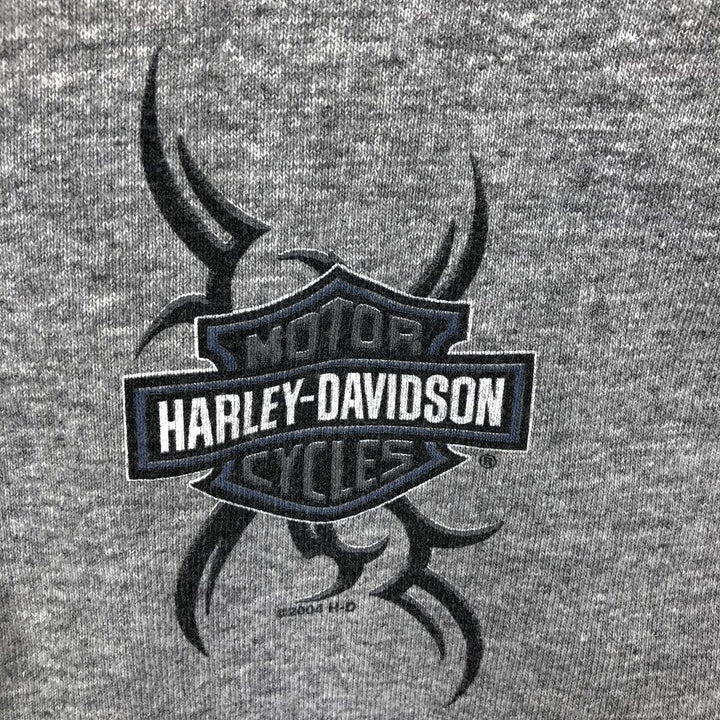 2000'S Harley-Davidson Pin-up Girl Henley Neck Motorcycle Long-Sleeve T-Shirt, Made in USA, Men's Size M (approx.) cotton gray type Vintage Second Hand