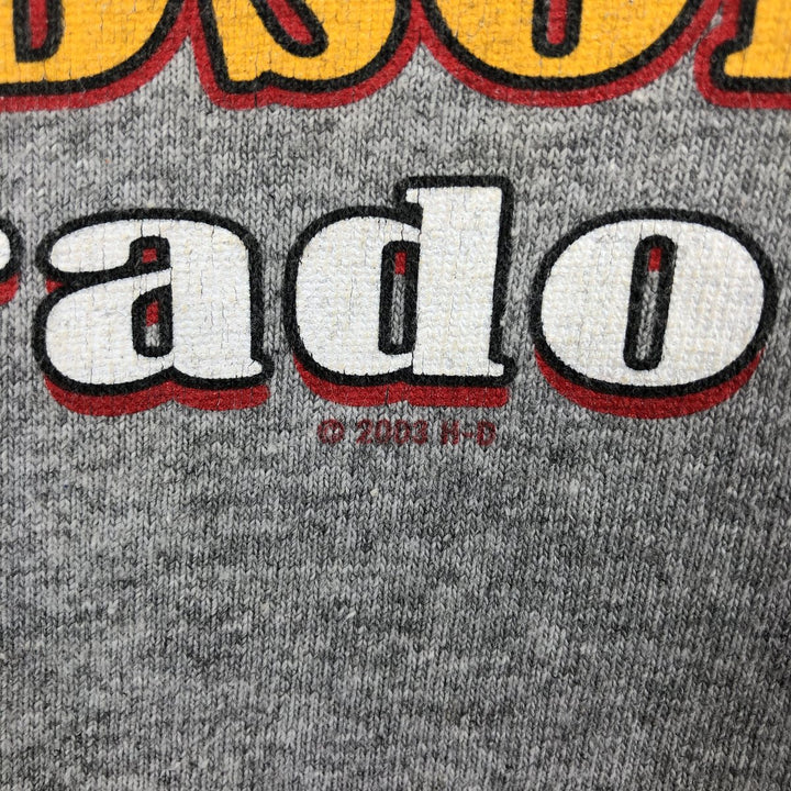 2000'S Harley-Davidson Pin-up Girl Henley Neck Motorcycle Long-Sleeve T-Shirt, Made in USA, Men's Size M (approx.) cotton gray type Vintage Second Hand