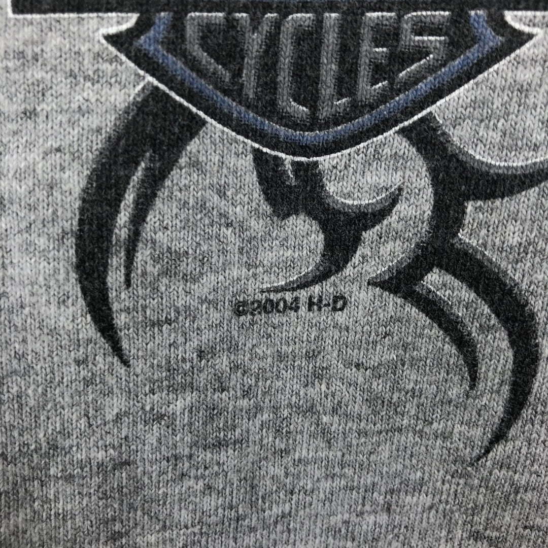 2000'S Harley-Davidson Pin-up Girl Henley Neck Motorcycle Long-Sleeve T-Shirt, Made in USA, Men's Size M (approx.) cotton gray type Vintage Second Hand