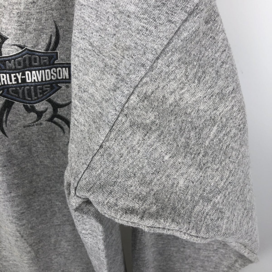 2000'S Harley-Davidson Pin-up Girl Henley Neck Motorcycle Long-Sleeve T-Shirt, Made in USA, Men's Size M (approx.) cotton gray type Vintage Second Hand