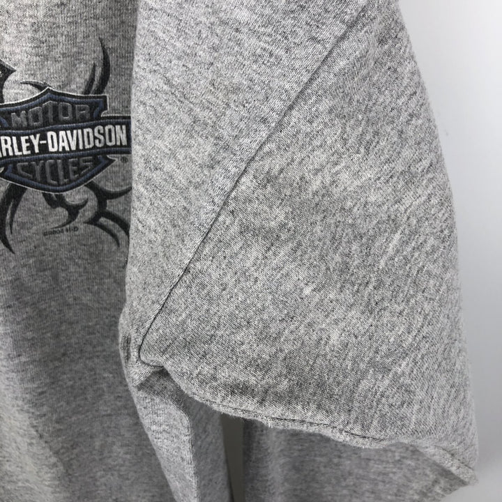 2000'S Harley-Davidson Pin-up Girl Henley Neck Motorcycle Long-Sleeve T-Shirt, Made in USA, Men's Size M (approx.) cotton gray type Vintage Second Hand
