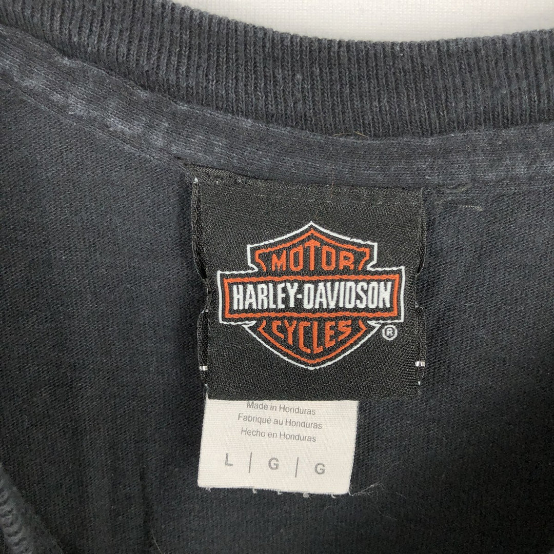 Harley-Davidson Eagle Pattern Motorcycle Long-Sleeve T-Shirt (Men's Size L) cotton black type Vintage Second Hand