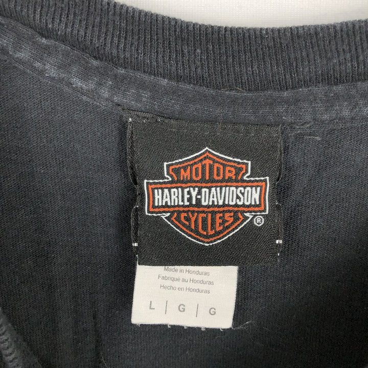 Harley-Davidson Eagle Pattern Motorcycle Long-Sleeve T-Shirt (Men's Size L) cotton black type Vintage Second Hand