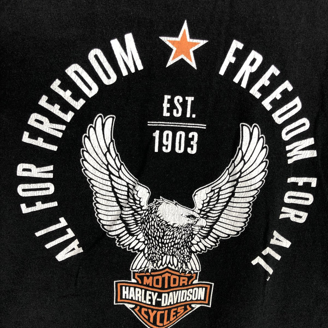 Harley-Davidson Eagle Pattern Motorcycle Long-Sleeve T-Shirt (Men's Size L) cotton black type Vintage Second Hand