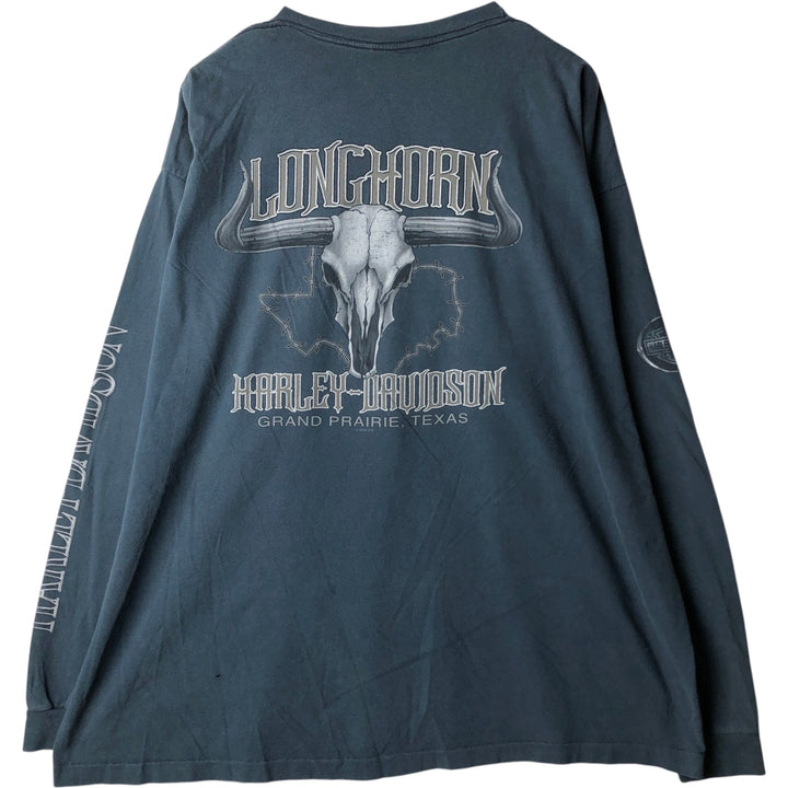 Big Size 2000'S Harley-Davidson Motorcycle Long-Sleeve T-Shirt, Made in USA, Men's XXXL Equivalent cotton Navy blue Vintage Second Hand