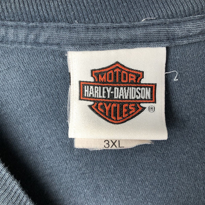Big Size 2000'S Harley-Davidson Motorcycle Long-Sleeve T-Shirt, Made in USA, Men's XXXL Equivalent cotton Navy blue Vintage Second Hand