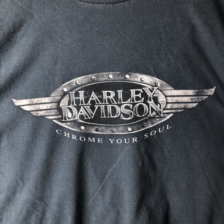 Big Size 2000'S Harley-Davidson Motorcycle Long-Sleeve T-Shirt, Made in USA, Men's XXXL Equivalent cotton Navy blue Vintage Second Hand