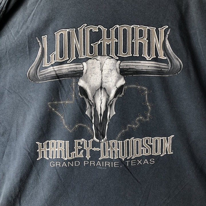 Big Size 2000'S Harley-Davidson Motorcycle Long-Sleeve T-Shirt, Made in USA, Men's XXXL Equivalent cotton Navy blue Vintage Second Hand