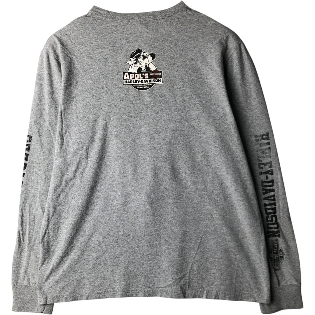 Harley-Davidson Motorcycle Long Sleeve T-Shirt, Men's Size L cotton gray type Vintage Second Hand