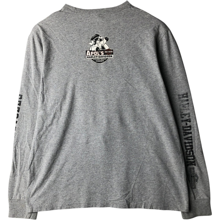 Harley-Davidson Motorcycle Long Sleeve T-Shirt, Men's Size L cotton gray type Vintage Second Hand