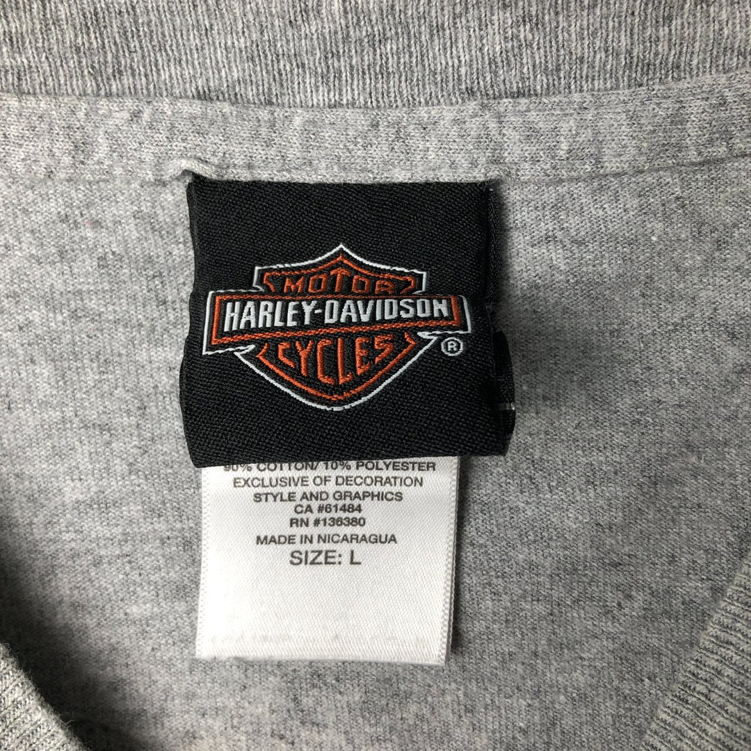 Harley-Davidson Motorcycle Long Sleeve T-Shirt, Men's Size L cotton gray type Vintage Second Hand