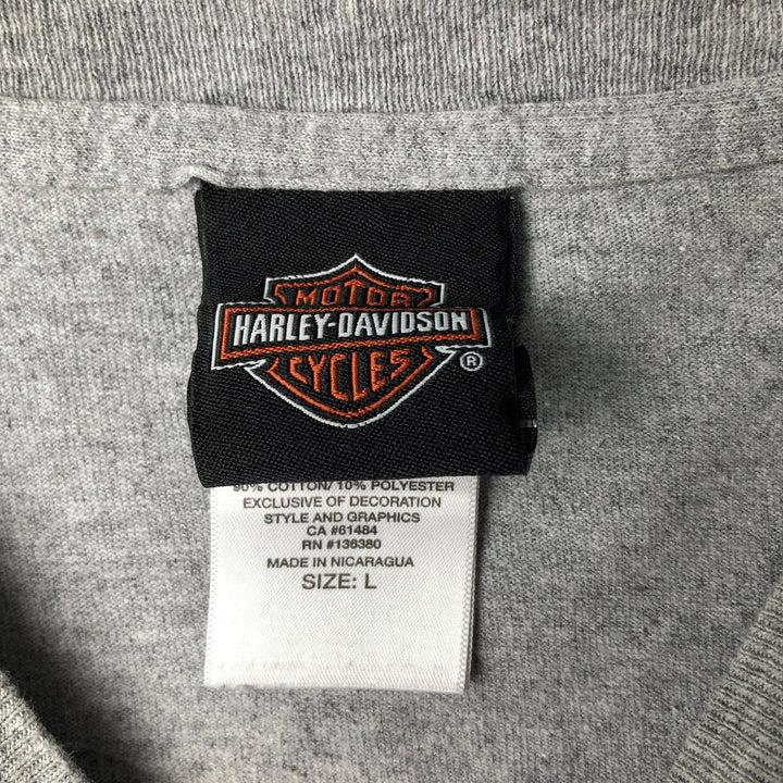 Harley-Davidson Motorcycle Long Sleeve T-Shirt, Men's Size L cotton gray type Vintage Second Hand