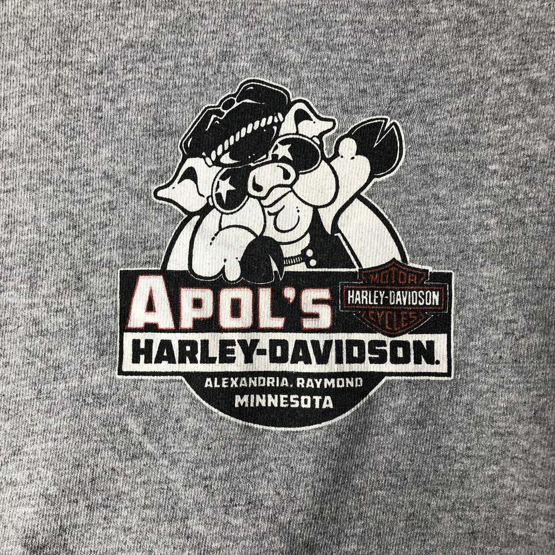 Harley-Davidson Motorcycle Long Sleeve T-Shirt, Men's Size L cotton gray type Vintage Second Hand