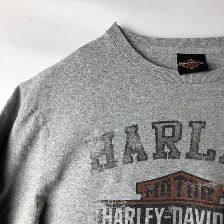 Harley-Davidson Motorcycle Long Sleeve T-Shirt, Men's Size L cotton gray type Vintage Second Hand