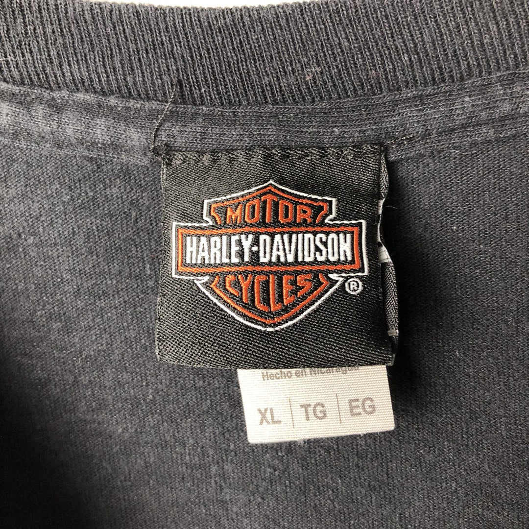 Harley-Davidson Crocodile Print Motorcycle Long-Sleeve T-Shirt (Men's XL equivalent) cotton black type Vintage Second Hand