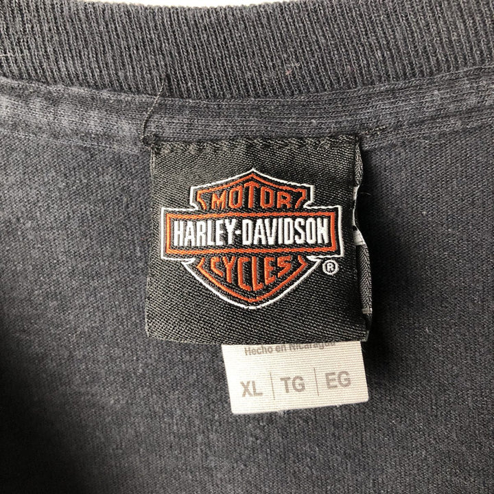 Harley-Davidson Crocodile Print Motorcycle Long-Sleeve T-Shirt (Men's XL equivalent) cotton black type Vintage Second Hand