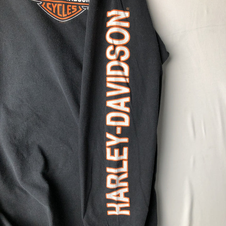 Harley-Davidson Crocodile Print Motorcycle Long-Sleeve T-Shirt (Men's XL equivalent) cotton black type Vintage Second Hand