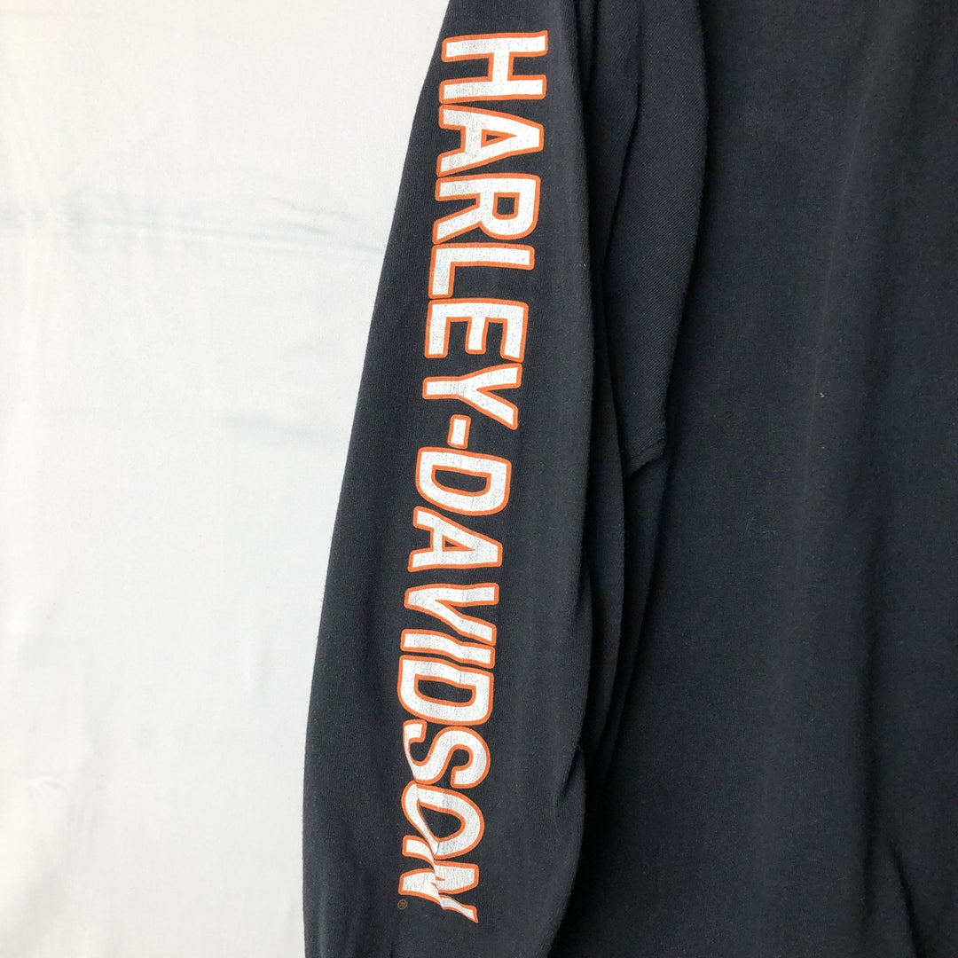 Harley-Davidson Crocodile Print Motorcycle Long-Sleeve T-Shirt (Men's XL equivalent) cotton black type Vintage Second Hand