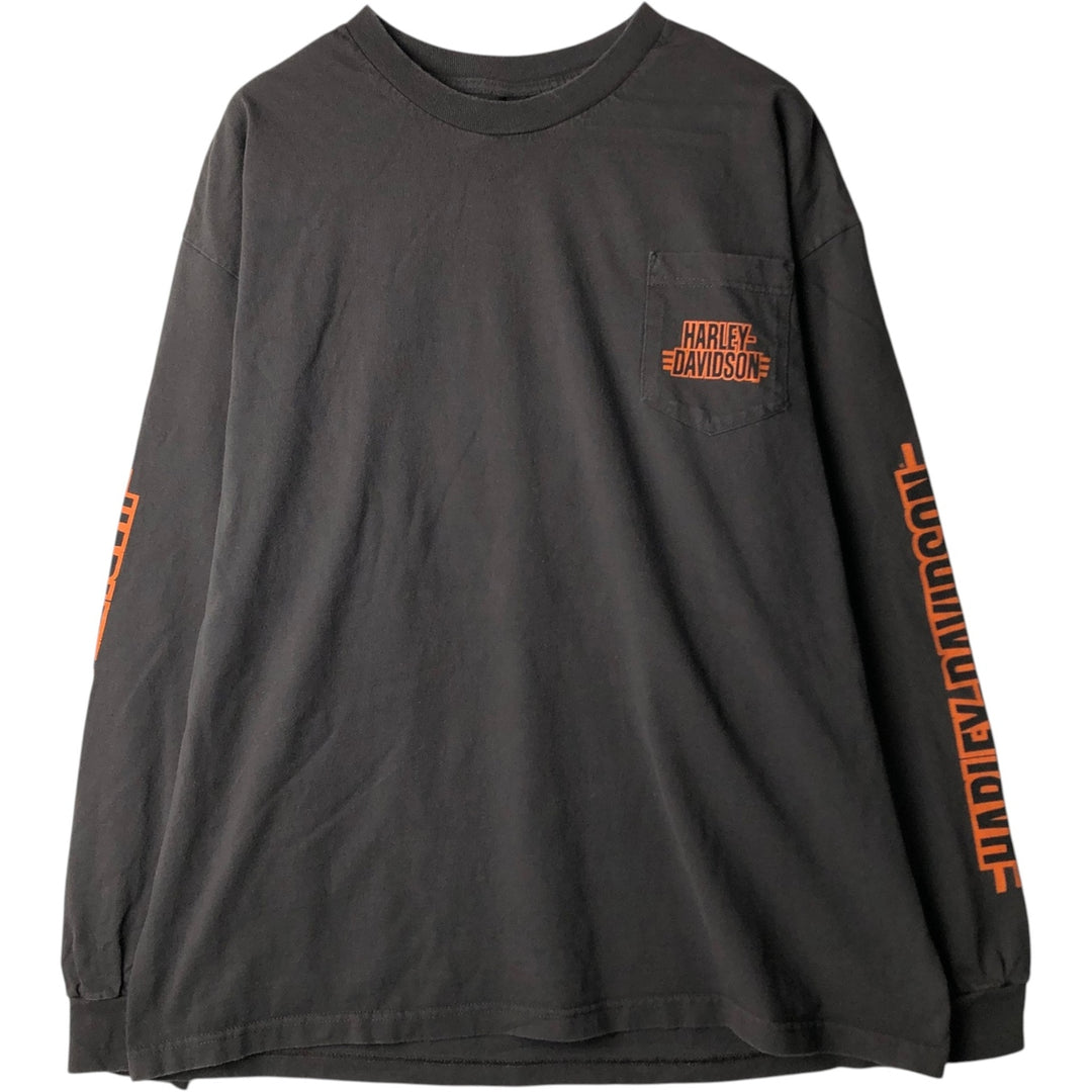 Harley-Davidson Long Sleeve T-Shirt, Men's XXL cotton gray type Vintage Second Hand