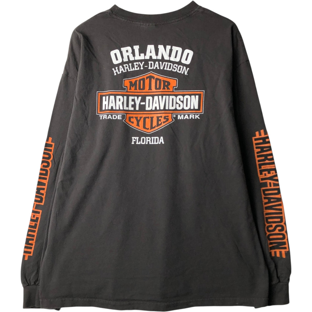 Harley-Davidson Long Sleeve T-Shirt, Men's XXL cotton gray type Vintage Second Hand