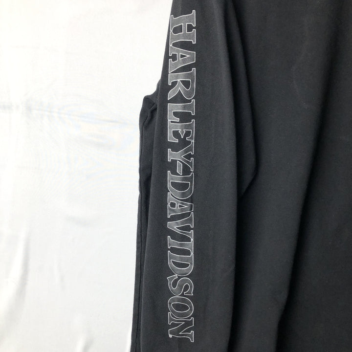 Harley-Davidson Skull Pattern Motorcycle Long Sleeve T-Shirt, Men's Size L cotton black type Vintage Second Hand