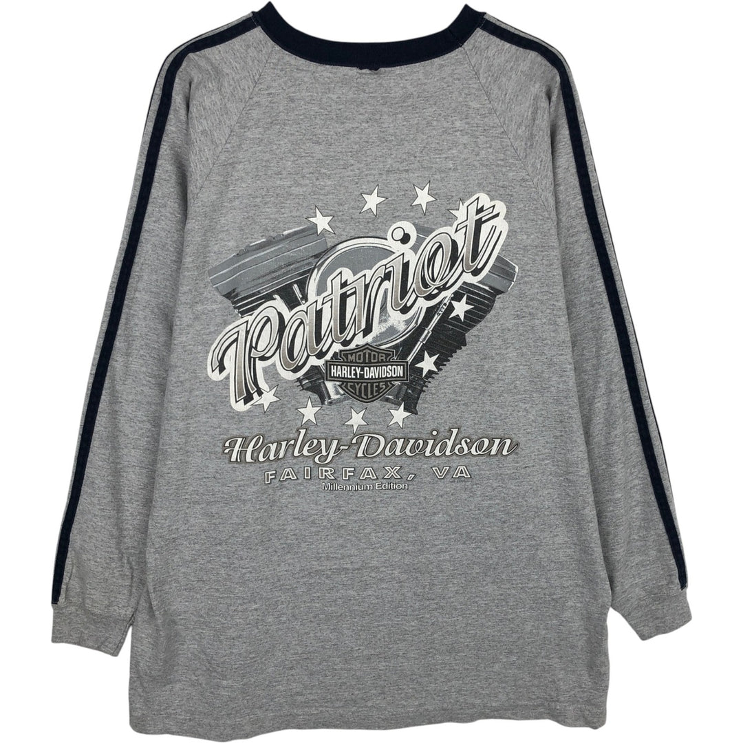 90'S Harley-Davidson Motorcycle Long-Sleeve T-Shirt, Men's Size M (Equivalent), Vintage unclear gray type Vintage Second Hand