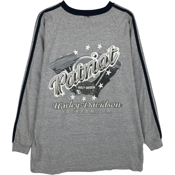 90'S Harley-Davidson Motorcycle Long-Sleeve T-Shirt, Men's Size M (Equivalent), Vintage unclear gray type Vintage Second Hand