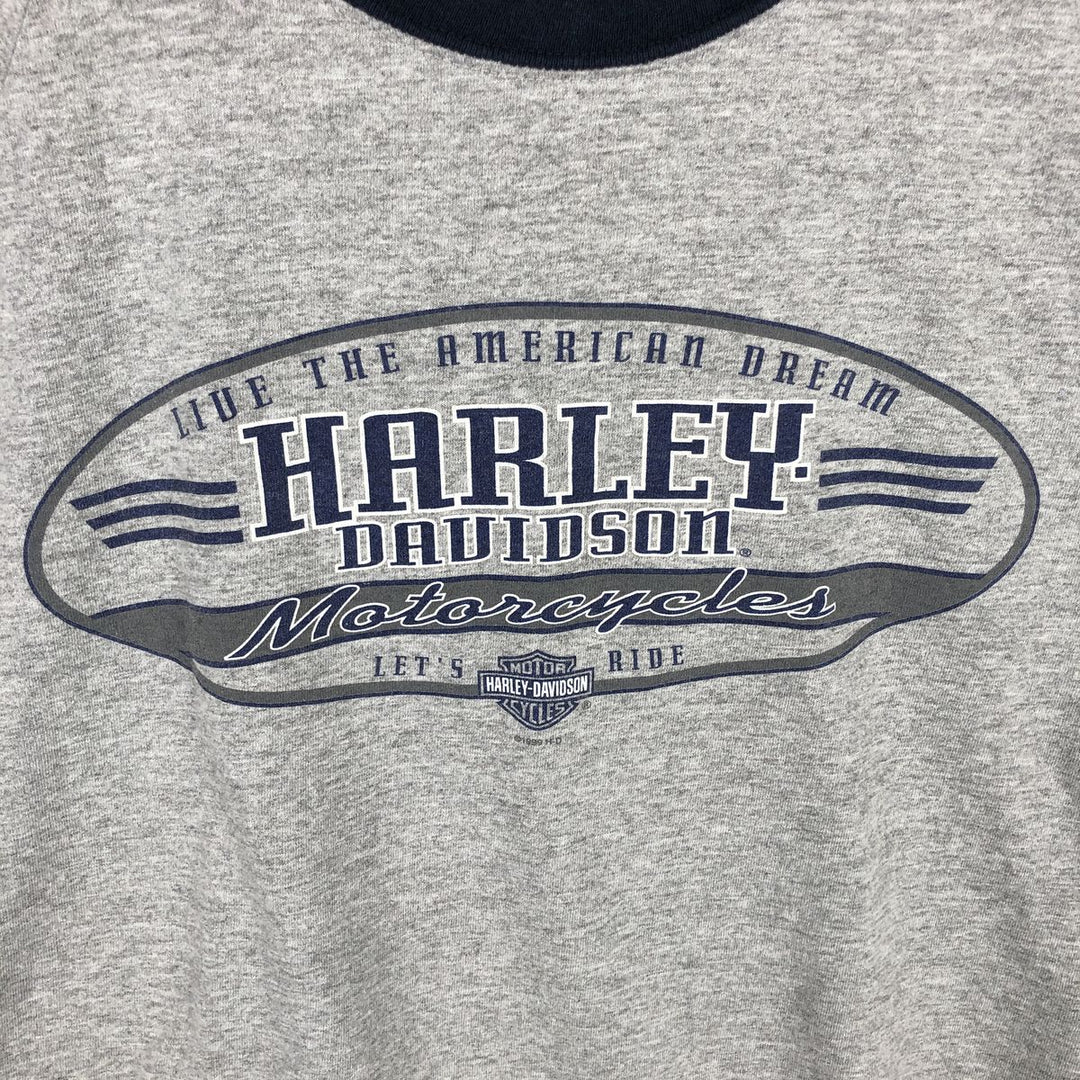 90'S Harley-Davidson Motorcycle Long-Sleeve T-Shirt, Men's Size M (Equivalent), Vintage unclear gray type Vintage Second Hand
