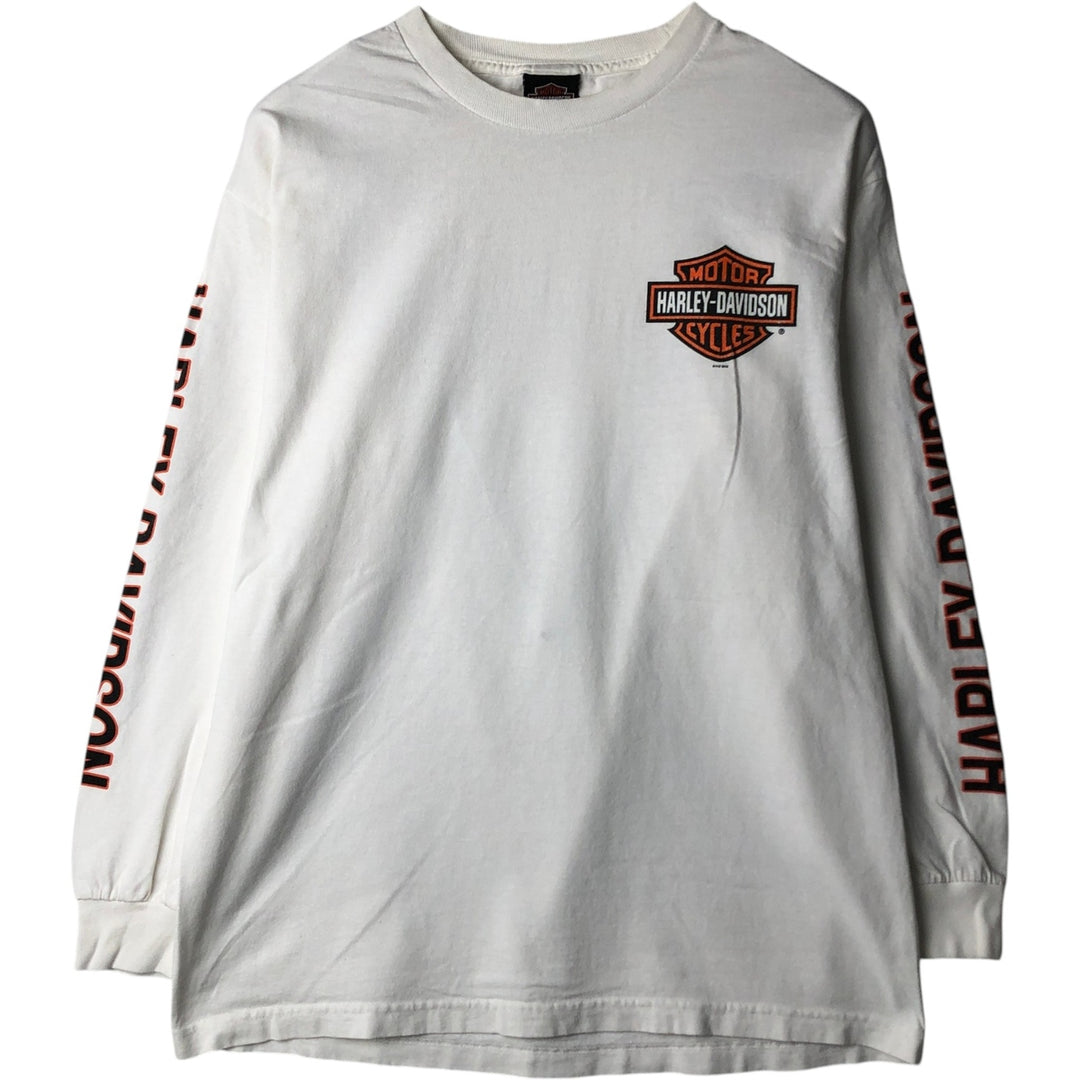 Harley-Davidson Long Sleeve T-Shirt, Men's Size L cotton white type Vintage Second Hand