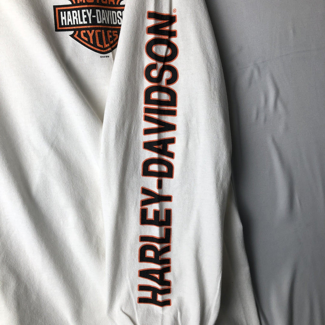 Harley-Davidson Long Sleeve T-Shirt, Men's Size L cotton white type Vintage Second Hand