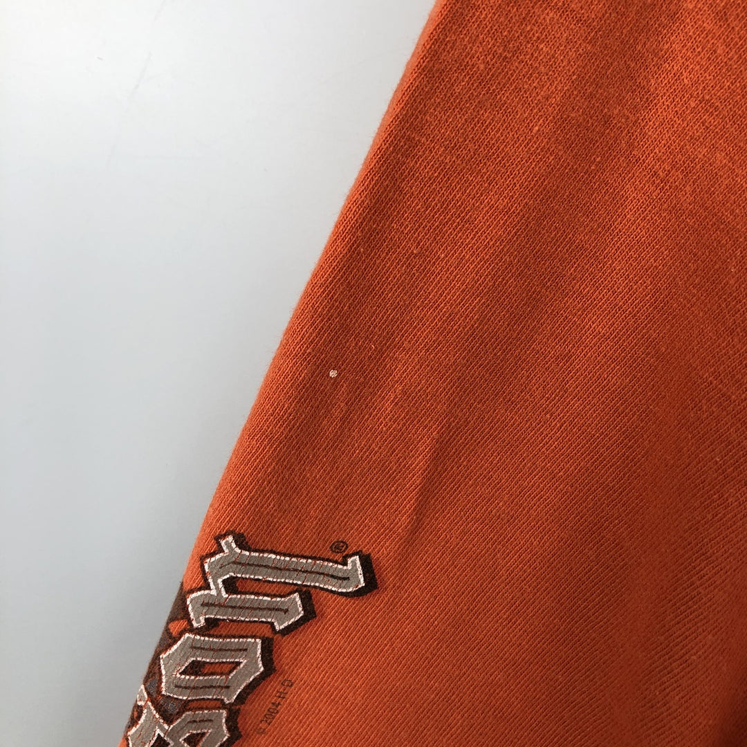 00'S Harley-Davidson Skull Pattern Long T-shirt Made in USA Men's XL cotton orange type Vintage Second Hand