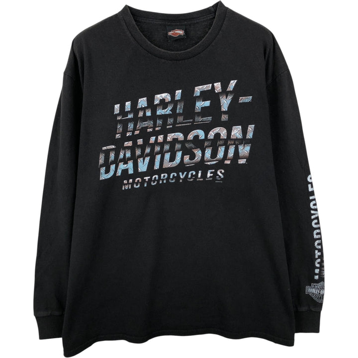 Harley-Davidson Long Sleeve T-Shirt, Men's XL Size unclear black type Vintage Second Hand