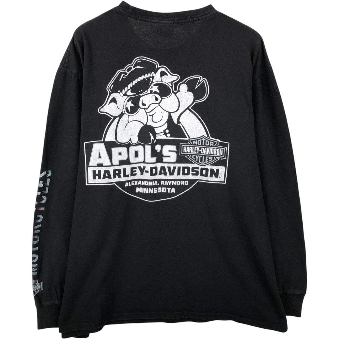 Harley-Davidson Long Sleeve T-Shirt, Men's XL Size unclear black type Vintage Second Hand